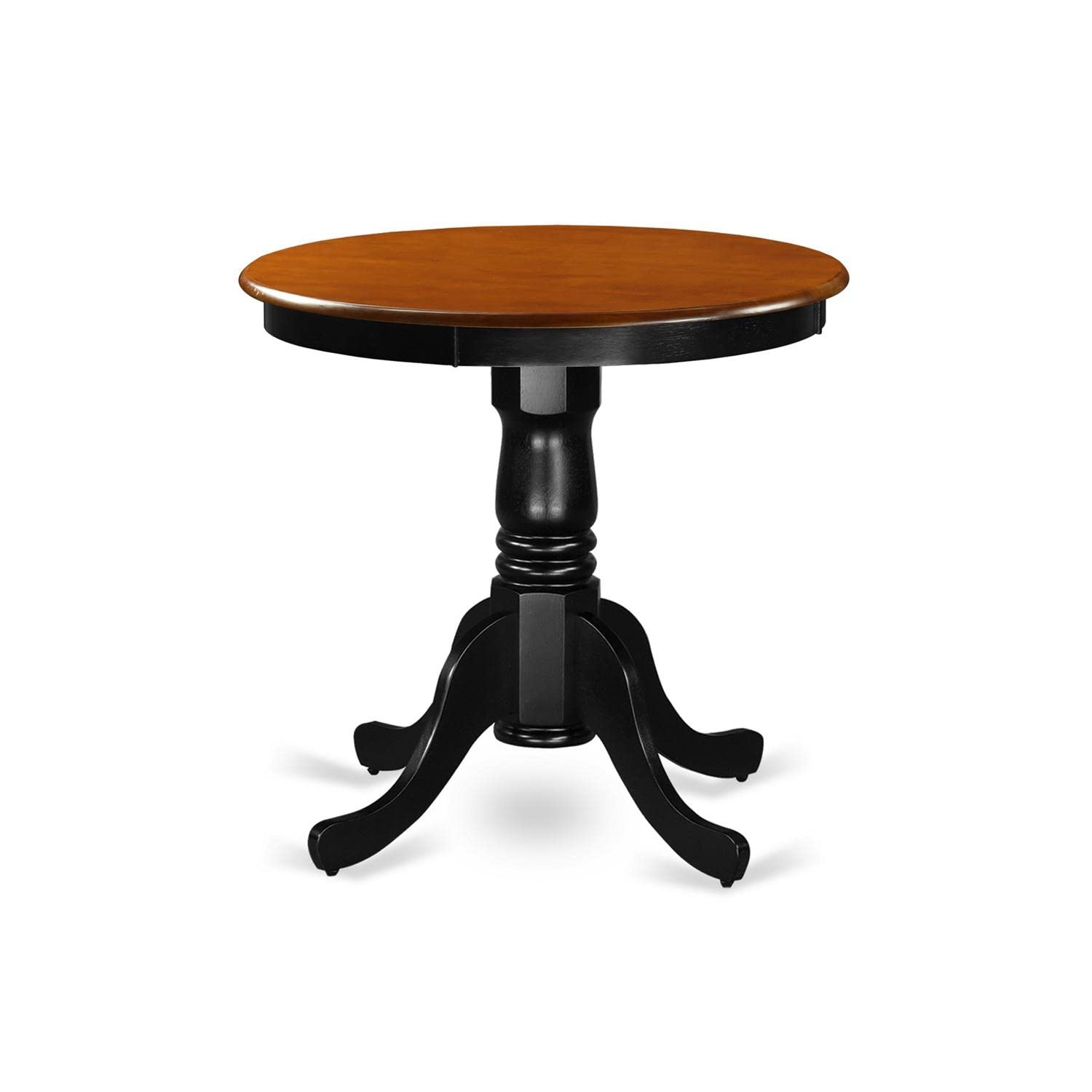 East West Furniture Emt-Bch-Tp Eden Kitchen Dining Table - A Round Solid Wood Table Top With Pedestal Base, 30X30 Inch, Black & Cherry